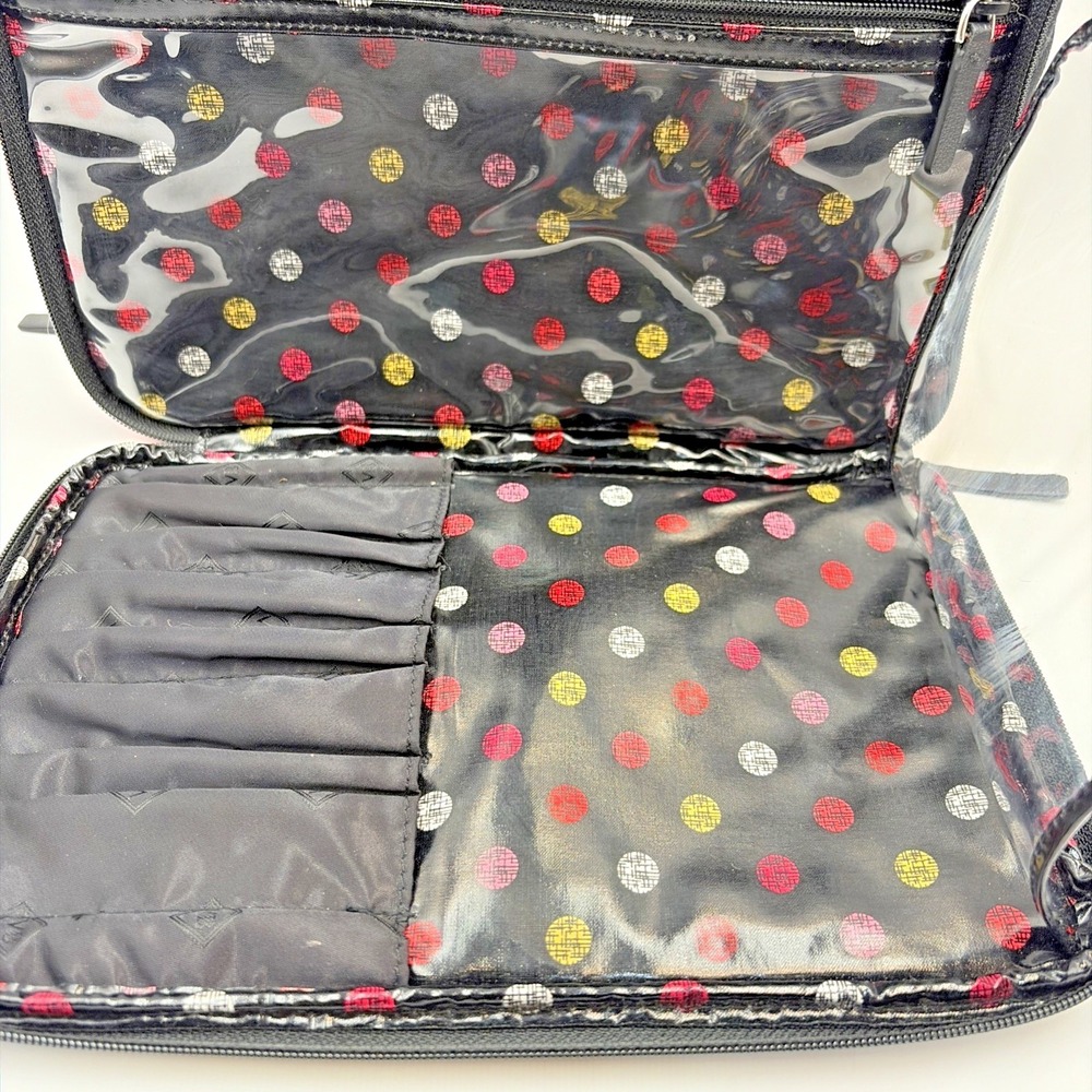 Vera Bradley Quilted Zip Top Brush Make Up Bag Havana Rose Black Floral Discont - Picture 9 of 12